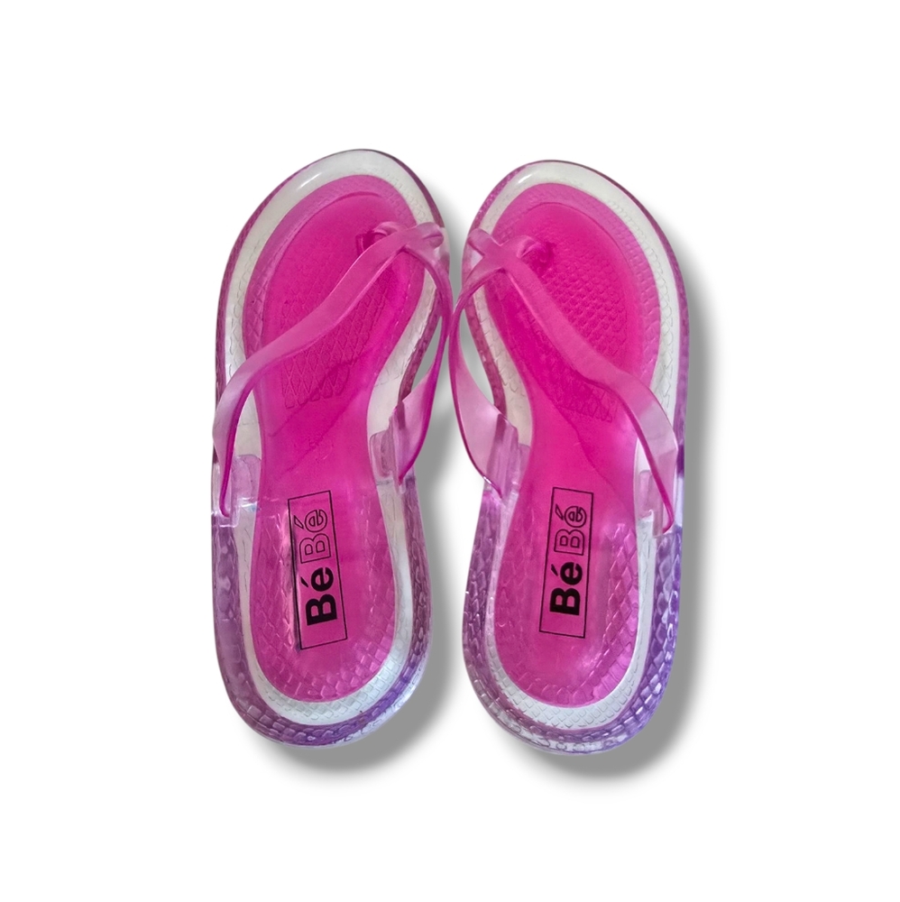 bebe Clear Pink Jelly Flip Flop Sandals - Picture 8 of 16